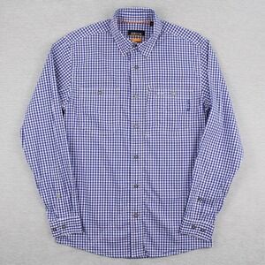 Orvis Active Fit Shirt Mens Size S Blue Gingham Long Sleeve Button Down Stretch